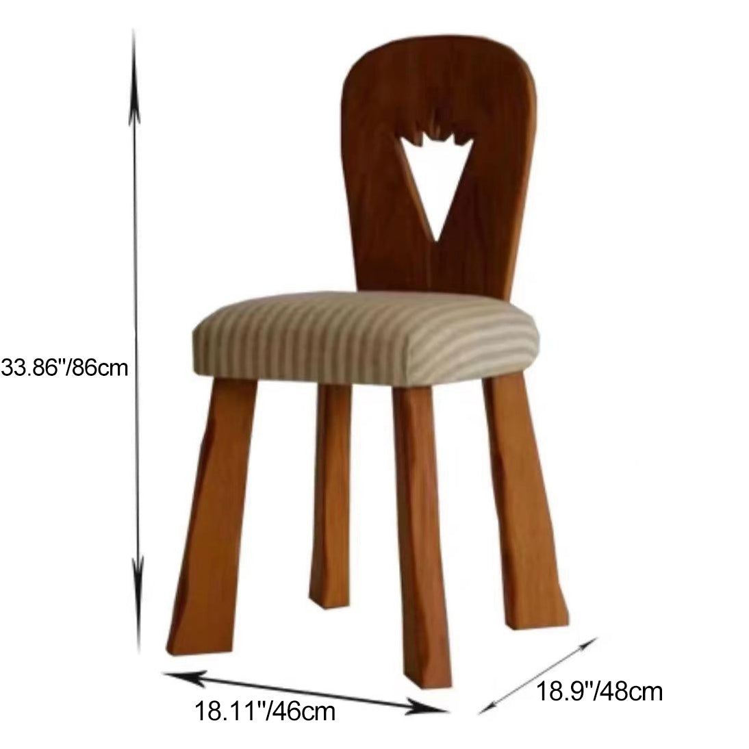 Traditional Vintage Square Fabric Rubberwood Backrest Dining Chair For Dining Room