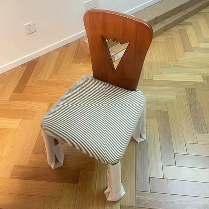 Traditional Vintage Square Fabric Rubberwood Backrest Dining Chair For Dining Room