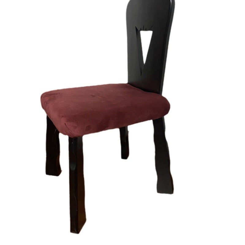 Traditional Vintage Square Fabric Rubberwood Backrest Dining Chair For Dining Room