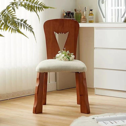 Traditional Vintage Square Fabric Rubberwood Backrest Dining Chair For Dining Room