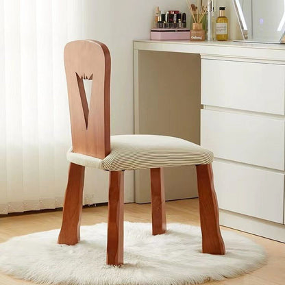 Traditional Vintage Square Fabric Rubberwood Backrest Dining Chair For Dining Room