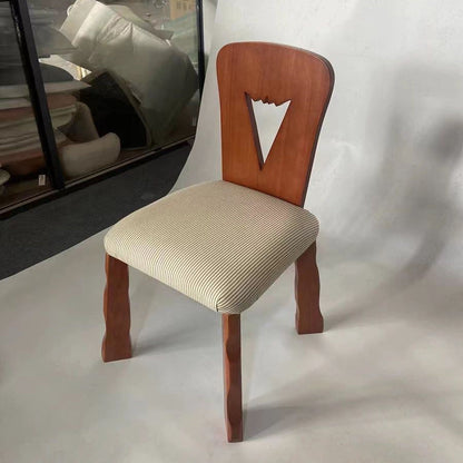 Traditional Vintage Square Fabric Rubberwood Backrest Dining Chair For Dining Room