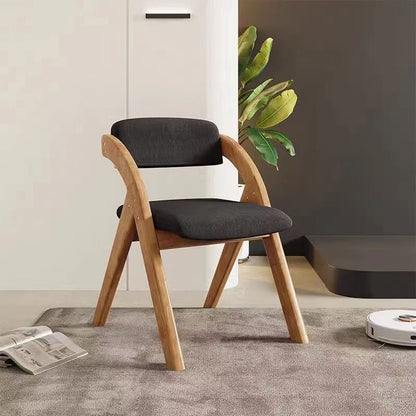 Modern Minimalist Square Fabric Rubberwood Solid Wood Foldable Backrest Dining Chair For Dining Room
