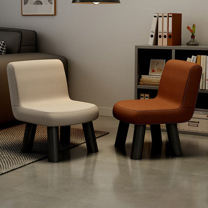 Contemporary Scandinavian Square High-Quality Faux Leather Pine Wood Backrest Kids Low Stool For Living Room