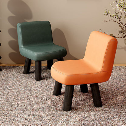 Contemporary Scandinavian Square High-Quality Faux Leather Pine Wood Backrest Kids Low Stool For Living Room