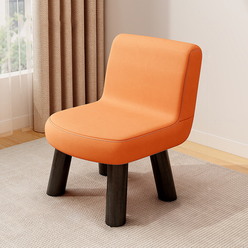 Contemporary Scandinavian Square High-Quality Faux Leather Pine Wood Backrest Kids Low Stool For Living Room