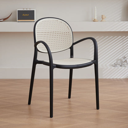 Modern Minimalist Square PP Stackable Backrest Armrest Dining Chair For Dining Room