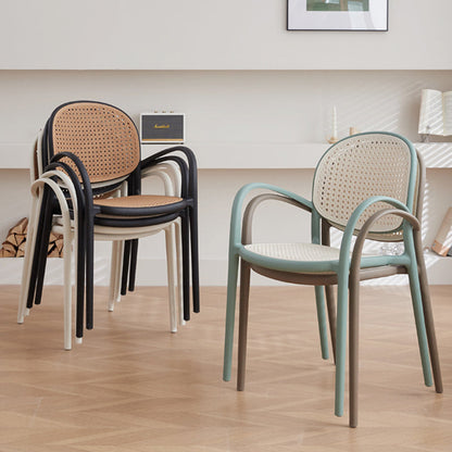 Modern Minimalist Square PP Stackable Backrest Armrest Dining Chair For Dining Room