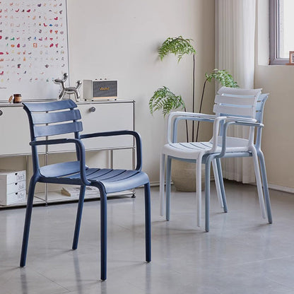 Contemporary Scandinavian Square PP Armrest Backrest Stackable Dining Chair For Dining Room