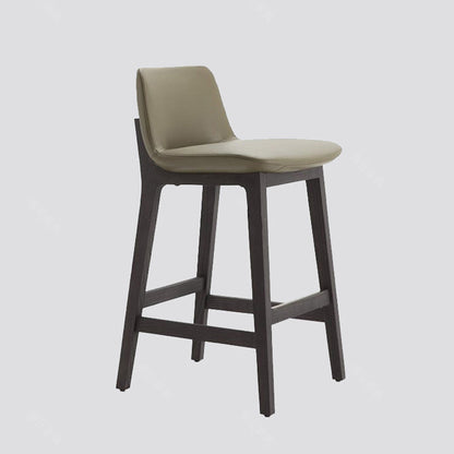 Contemporary Scandinavian Square PU Leather Ash Wood Backrest Bar Stool For Kitchen