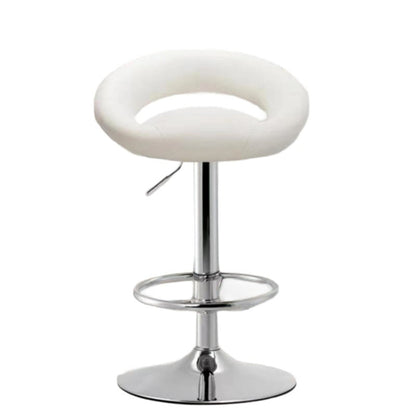 Modern Minimalist Round PU Leather Steel Height-Adjustable Swivel Backrest Bar Stool For Kitchen
