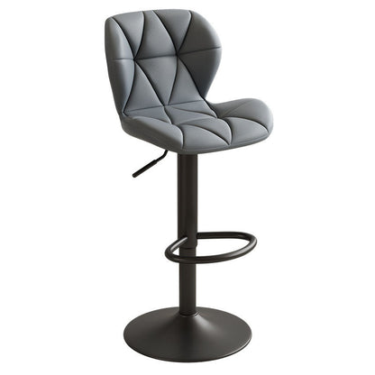 Contemporary Scandinavian Square PU Leather Iron Height-Adjustable Swivel Backrest Bar Stool For Kitchen