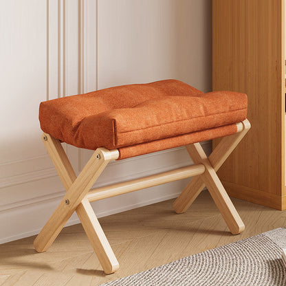 Modern Minimalist Rectangular Fabric Pine Solid Wood Foldable Kids Footstool For Living Room