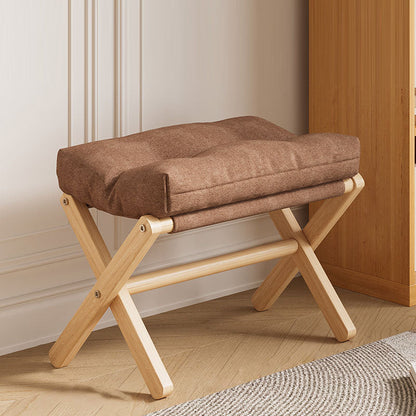 Modern Minimalist Rectangular Fabric Pine Solid Wood Foldable Kids Footstool For Living Room