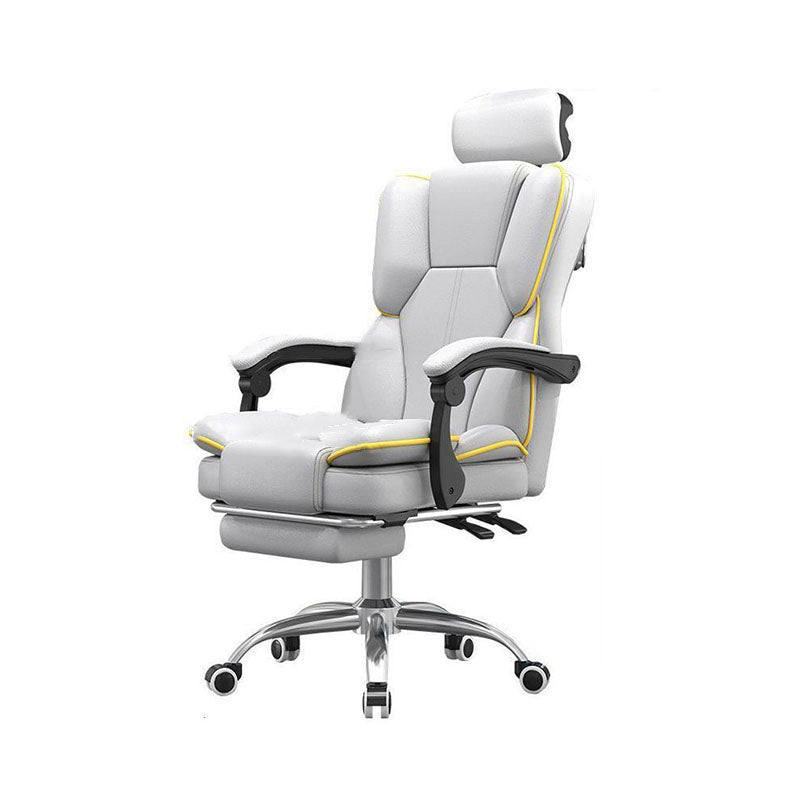 Contemporary Scandinavian Rectangular PU Leather Steel Height-Adjustable Swivel Backrest Armrest Gaming Chair For Bedroom