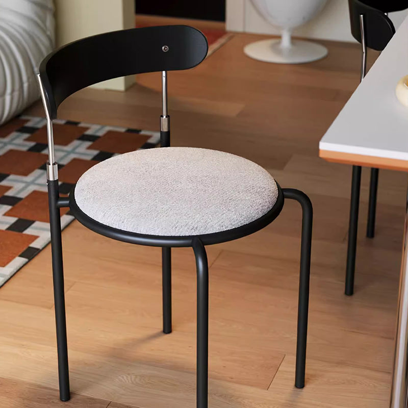 Traditional Vintage Square Plywood Fabric Iron Dining Chair With Backrest For Dining Room