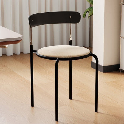 Traditional Vintage Square Plywood Fabric Iron Dining Chair With Backrest For Dining Room