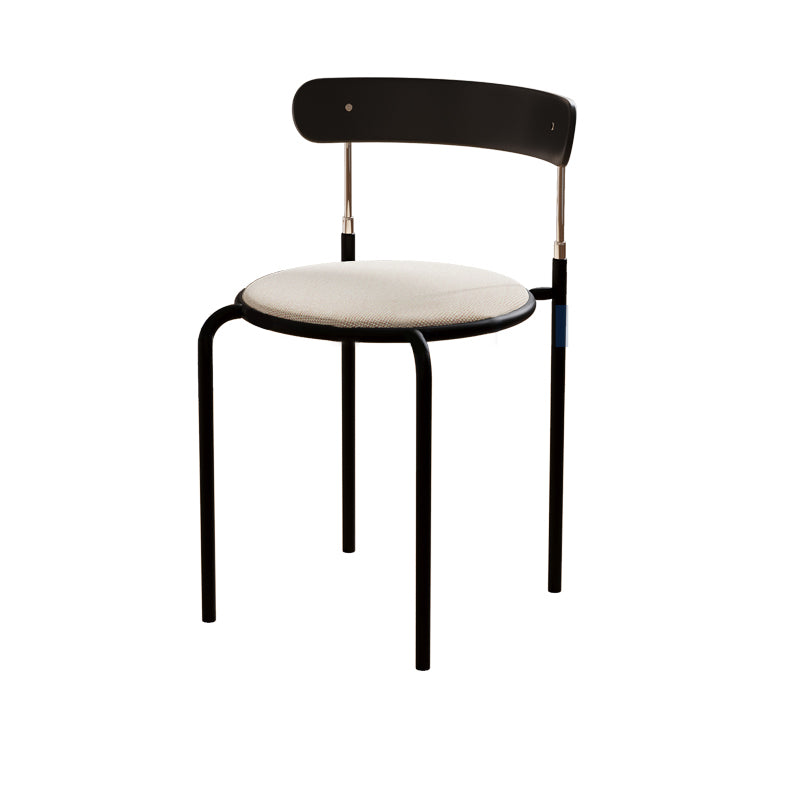 Traditional Vintage Square Plywood Fabric Iron Dining Chair With Backrest For Dining Room