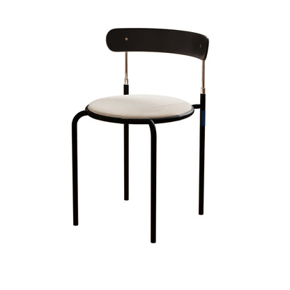 Traditional Vintage Square Plywood Fabric Iron Dining Chair With Backrest For Dining Room