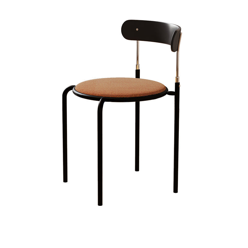 Traditional Vintage Square Plywood Fabric Iron Dining Chair With Backrest For Dining Room