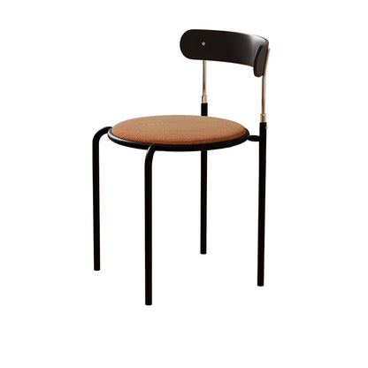 Traditional Vintage Square Plywood Fabric Iron Dining Chair With Backrest For Dining Room