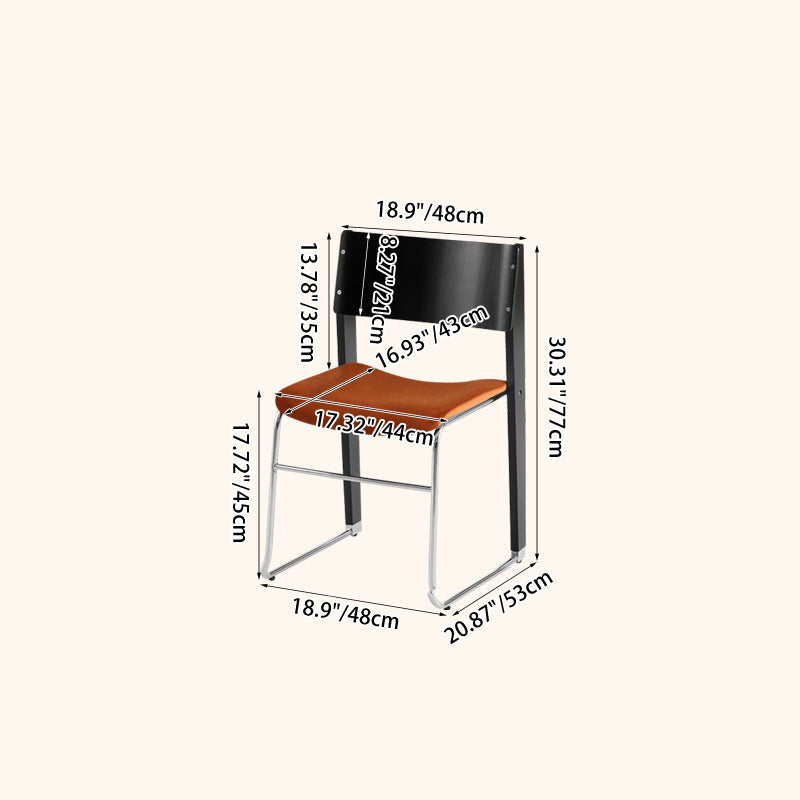 Traditional Vintage Square Beech Wood Plywood Iron Backrest Dining Chair For Dining Room