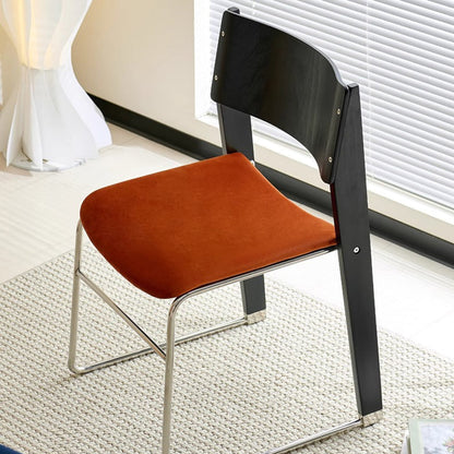 Traditional Vintage Square Beech Wood Plywood Iron Backrest Dining Chair For Dining Room