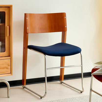 Traditional Vintage Square Beech Wood Plywood Iron Backrest Dining Chair For Dining Room