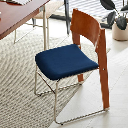 Traditional Vintage Square Beech Wood Plywood Iron Backrest Dining Chair For Dining Room