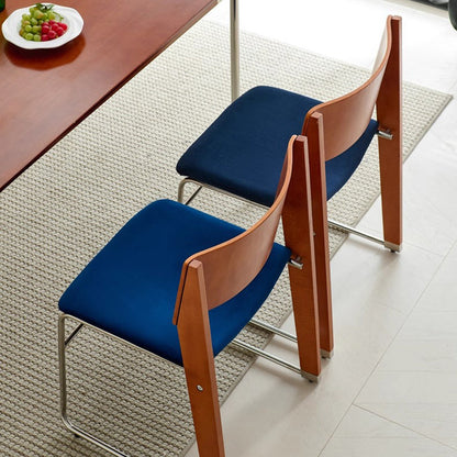 Traditional Vintage Square Beech Wood Plywood Iron Backrest Dining Chair For Dining Room