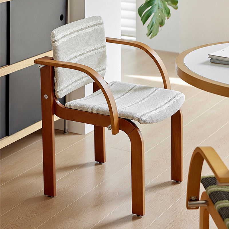 Contemporary Scandinavian Square Stainless Steel Beech Wood Plywood Backrest Armrest Dining Chair For Dining Room