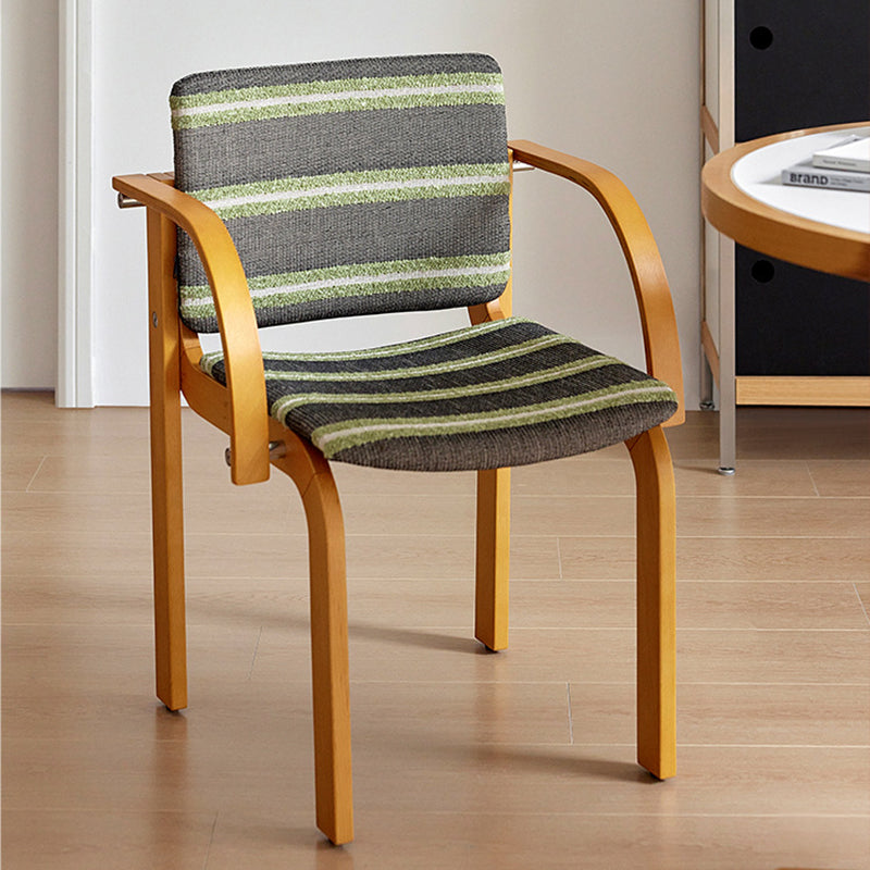 Contemporary Scandinavian Square Stainless Steel Beech Wood Plywood Backrest Armrest Dining Chair For Dining Room