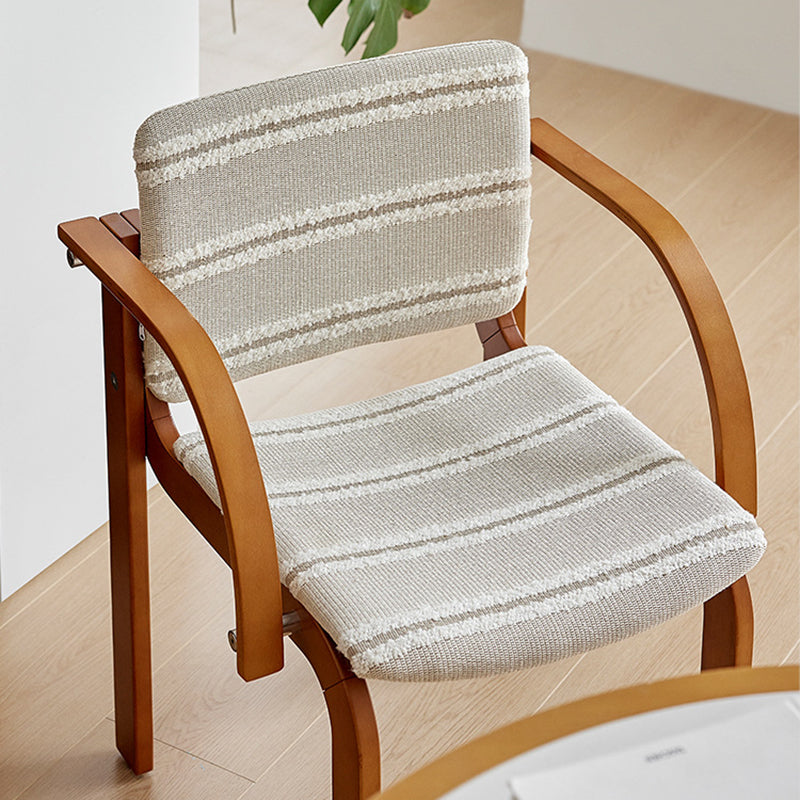 Contemporary Scandinavian Square Stainless Steel Beech Wood Plywood Backrest Armrest Dining Chair For Dining Room