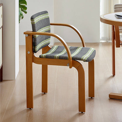 Contemporary Scandinavian Square Stainless Steel Beech Wood Plywood Backrest Armrest Dining Chair For Dining Room