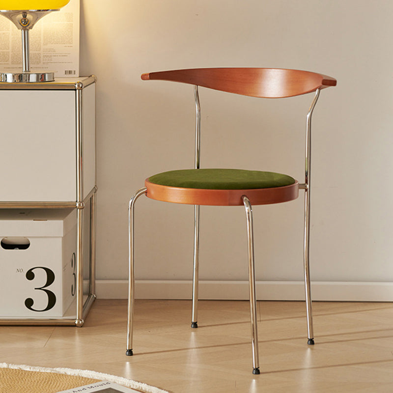Traditional Vintage Round Iron Plywood Backrest Dining Chair For Dining Room