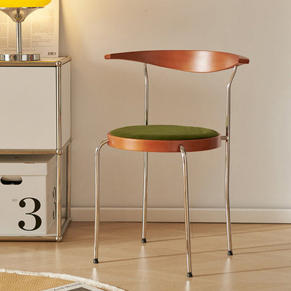 Traditional Vintage Round Iron Plywood Backrest Dining Chair For Dining Room