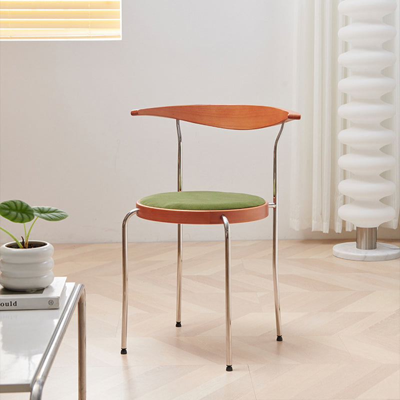 Traditional Vintage Round Iron Plywood Backrest Dining Chair For Dining Room