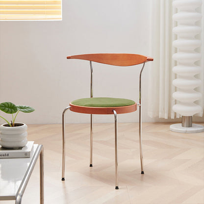 Traditional Vintage Round Iron Plywood Backrest Dining Chair For Dining Room