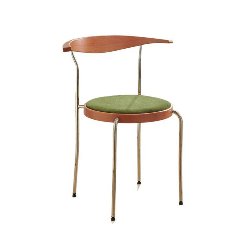Traditional Vintage Round Iron Plywood Backrest Dining Chair For Dining Room