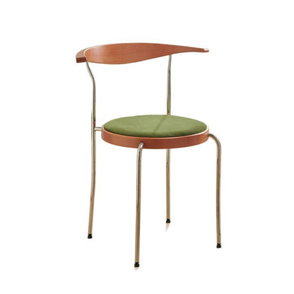 Traditional Vintage Round Iron Plywood Backrest Dining Chair For Dining Room