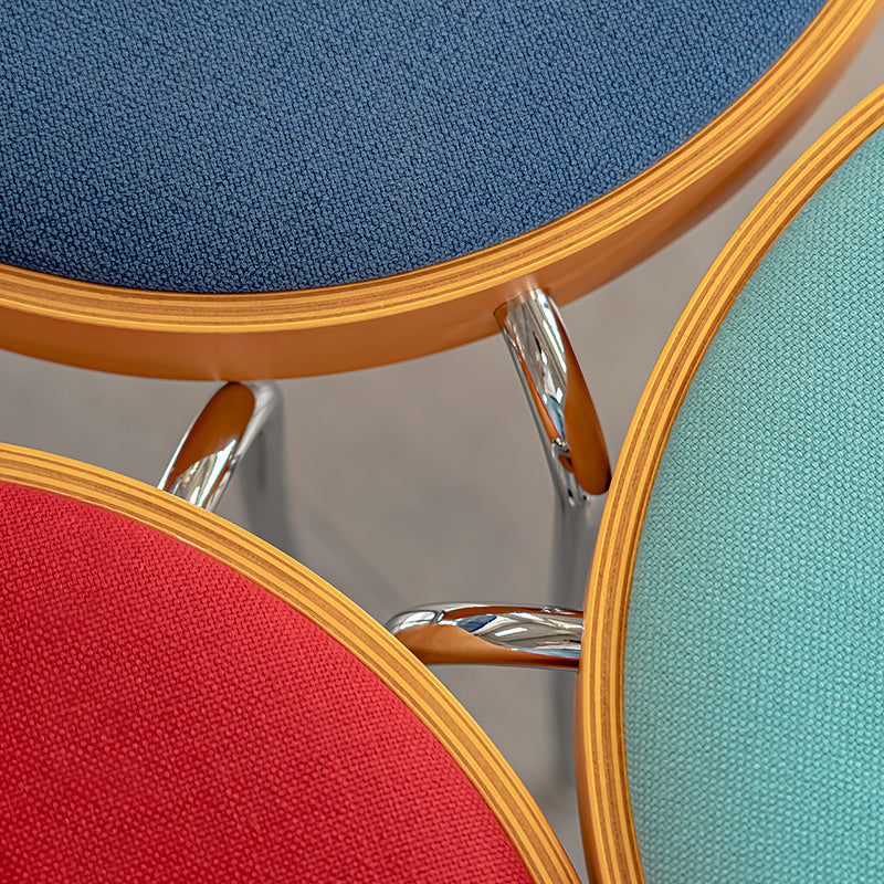 Traditional Vintage Round Iron Plywood Stool For Dining Room