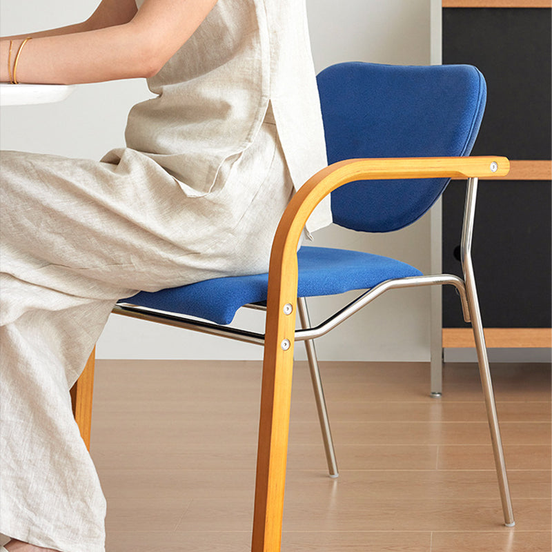 Traditional Vintage Square Stainless Steel Plywood Backrest Armrest Dining Chair For Dining Room