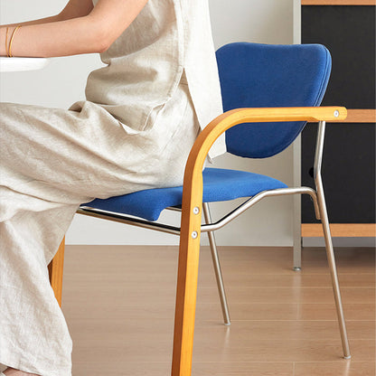 Traditional Vintage Square Stainless Steel Plywood Backrest Armrest Dining Chair For Dining Room