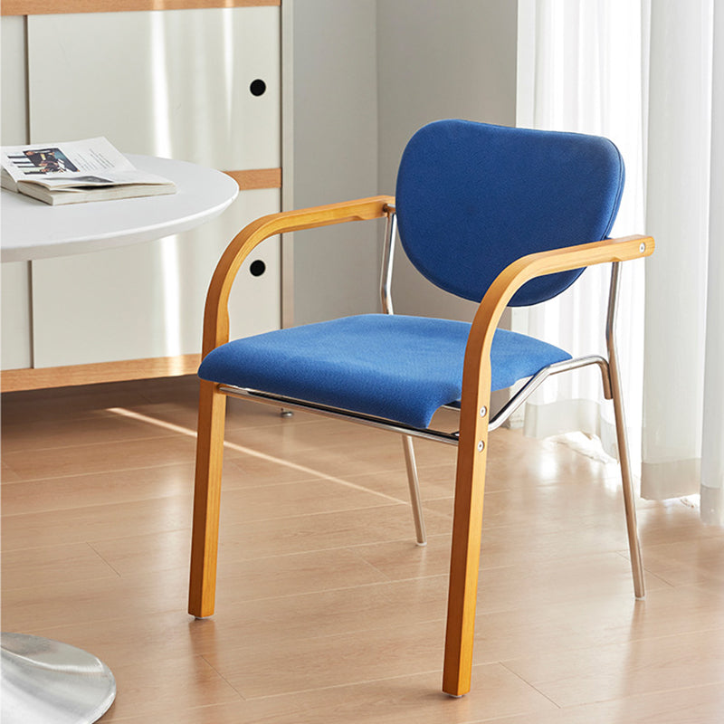 Traditional Vintage Square Stainless Steel Plywood Backrest Armrest Dining Chair For Dining Room