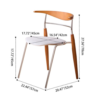 Traditional Vintage Square Iron Plywood Red Oak Backrest Stylish Dining Chair For Dining Room