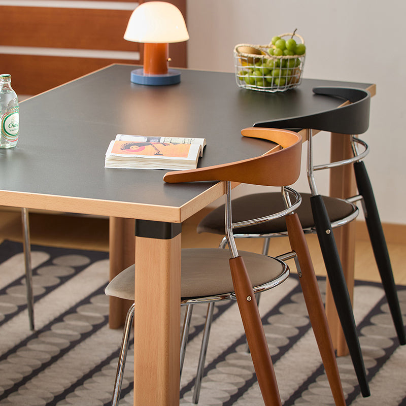 Traditional Vintage Square Iron Plywood Red Oak Backrest Stylish Dining Chair For Dining Room