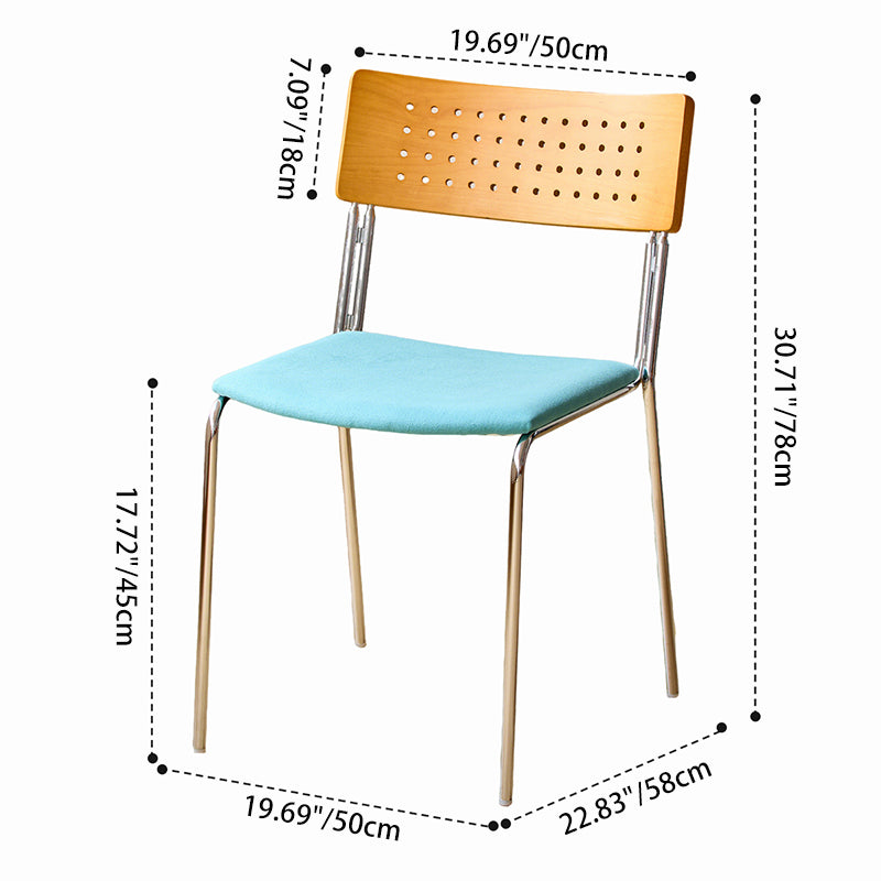 Traditional Vintage Square Iron Plywood Fabric Backrest Stackable Dining Chair For Dining Room