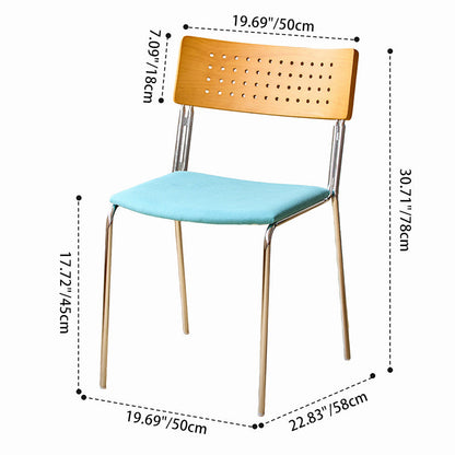 Traditional Vintage Square Iron Plywood Fabric Backrest Stackable Dining Chair For Dining Room