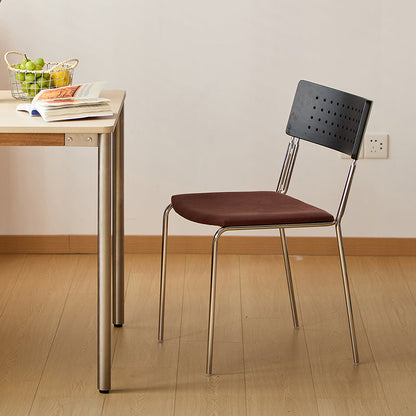 Traditional Vintage Square Iron Plywood Fabric Backrest Stackable Dining Chair For Dining Room