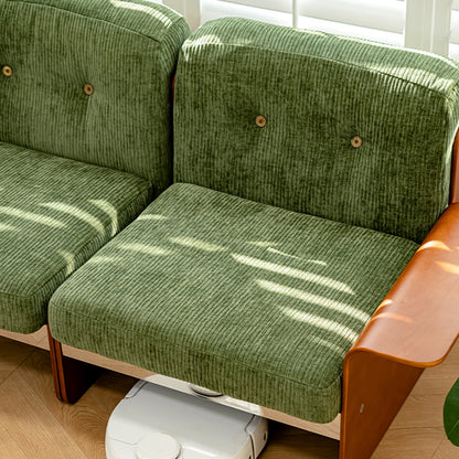 Traditional Vintage Square Vintage Green Plywood Iron Stainless Steel Fabric Backrest Armrest Sofa For Living Room